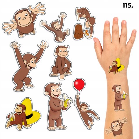 TATUAŻE ZMYWALNE DLA DZIECI TYMCZASOWE CIEKAWSKI GEORGE - 8 EL. / 150 WZORÓ TATUAŻE ZMYWALNE DLA DZIECI TYMCZASOWE CIEKAWSKI GEORGE - 8 EL. / 150 WZORÓ