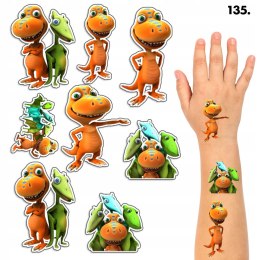 TATUAŻE ZMYWALNE DLA DZIECI TYMCZASOWE DINOPOCIĄG DINO - 8 EL. / 150 WZ.