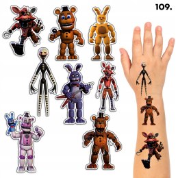 TATUAŻE ZMYWALNE DLA DZIECI TYMCZASOWE FNAF FREDDYS - 8 EL. / 150 WZORÓW