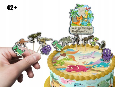 TOPPERY NA TORT (10szt) + duży TOPPER Najlepszego - DINOZAUR DINOZAURY TOPPERY NA TORT (10szt) + duży TOPPER Najlepszego - DINOZAUR DINOZAURY
