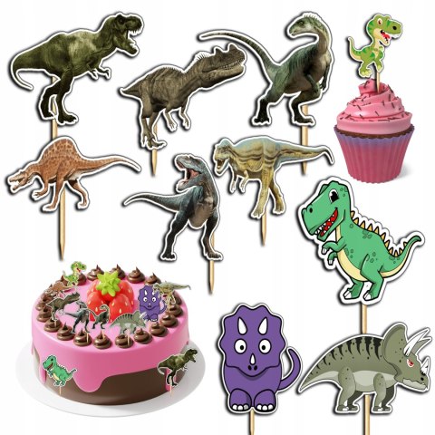 TOPPERY NA TORT (10szt) + duży TOPPER Najlepszego - DINOZAUR DINOZAURY TOPPERY NA TORT (10szt) + duży TOPPER Najlepszego - DINOZAUR DINOZAURY