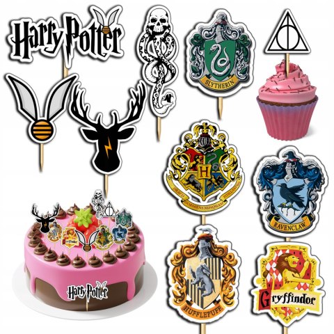 TOPPERY NA TORT (10szt) + duży TOPPER Najlepszego - HARR.Y POTT.ER MAGIA TOPPERY NA TORT (10szt) + duży TOPPER Najlepszego - HARR.Y POTT.ER MAGIA