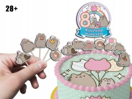 TOPPERY NA TORT (10szt) + duży TOPPER Najlepszego - PUSZIN KOTEK SŁODKI