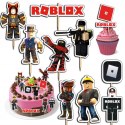 TOPPERY NA TORT (10szt) + duży TOPPER Najlepszego - ROBLOX GRY GRA