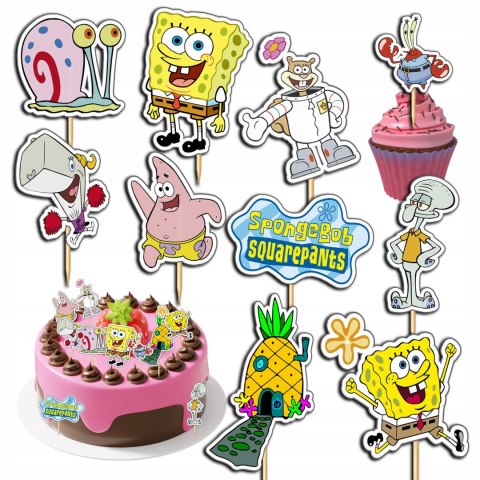 TOPPERY NA TORT (10szt) + duży TOPPER Najlepszego - SPONGEBOB PATRYK TOPPERY NA TORT (10szt) + duży TOPPER Najlepszego - SPONGEBOB PATRYK