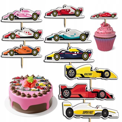 TOPPERY NA TORT (10szt) + duży TOPPER Najlepszego - WYŚCIGI F1 FORMUŁA TOPPERY NA TORT (10szt) + duży TOPPER Najlepszego - WYŚCIGI F1 FORMUŁA
