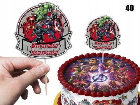 TOPPER NA TORT ozdoba dekoracja urodziny torcik AVENGERS FILMY SERIALE