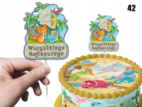 TOPPER NA TORT ozdoba dekoracja urodziny torcik DINOZAURY DINOZAUR