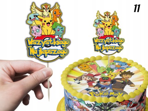 TOPPER NA TORT ozdoba dekoracja urodziny torcik POKEM.ON PIK.ACHU POSTACIE