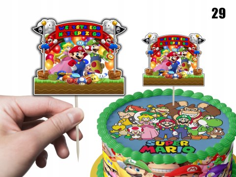 TOPPER NA TORT ozdoba dekoracja urodziny torcik SUPER MARIO BROS TOPPER NA TORT ozdoba dekoracja urodziny torcik SUPER MARIO BROS