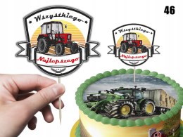 TOPPER NA TORT ozdoba dekoracja urodziny torcik TRAKTORY CIĄGNIK TRAKTOR