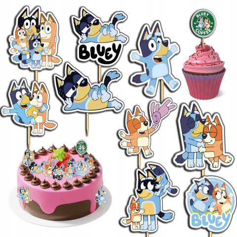 TOPPERY NA TORT (10szt) + duży TOPPER Najlepszego - BLUEY I BINGO PIESKI TOPPERY NA TORT (10szt) + duży TOPPER Najlepszego - BLUEY I BINGO PIESKI