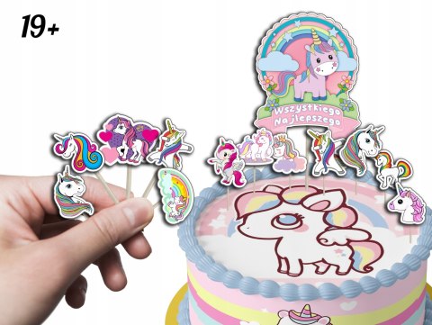 TOPPERY NA TORT (10szt) + duży TOPPER Najlepszego - JEDNOROŻEC UNICORN TOPPERY NA TORT (10szt) + duży TOPPER Najlepszego - JEDNOROŻEC UNICORN