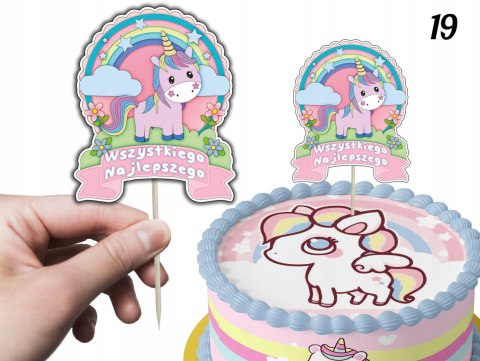 TOPPERY NA TORT (10szt) + duży TOPPER Najlepszego - JEDNOROŻEC UNICORN TOPPERY NA TORT (10szt) + duży TOPPER Najlepszego - JEDNOROŻEC UNICORN