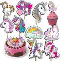 TOPPERY NA TORT (10szt) + duży TOPPER Najlepszego - JEDNOROŻEC UNICORN