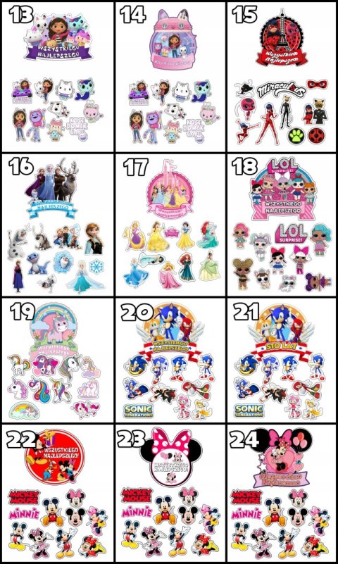 TOPPERY NA TORT (10szt) + duży TOPPER Najlepszego - JEDNOROŻEC UNICORN TOPPERY NA TORT (10szt) + duży TOPPER Najlepszego - JEDNOROŻEC UNICORN