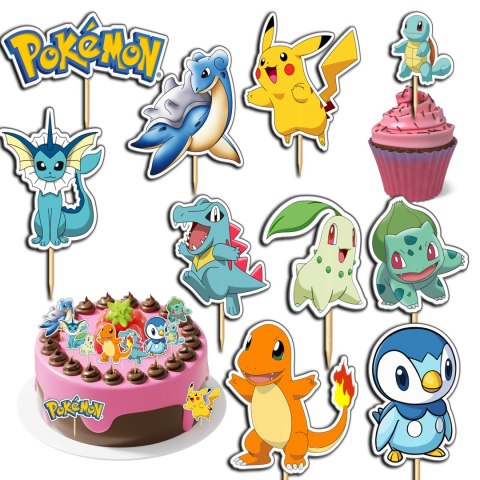 TOPPERY NA TORT (10szt) + duży TOPPER Najlepszego - POKE.MON PIKA.CHU TOPPERY NA TORT (10szt) + duży TOPPER Najlepszego - POKE.MON PIKA.CHU