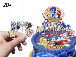 TOPPERY NA TORT (10szt) + duży TOPPER Najlepszego - SONIC SONIK BAJKI GRY