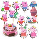 TOPPERY NA TORT (10szt) + duży TOPPER Najlepszego - ŚWINKA PEPPA GEORGE