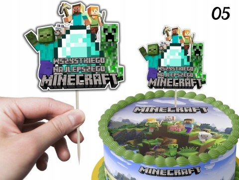 TOPPERY NA TORT (10szt) + duży TOPPER Wszystkiego Najlepszego - MINE.CRAFT TOPPERY NA TORT (10szt) + duży TOPPER Wszystkiego Najlepszego - MINE.CRAFT