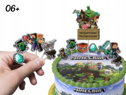 TOPPERY NA TORT (10szt) + duży TOPPER Wszystkiego Najlepszego - MINE.CRAFT
