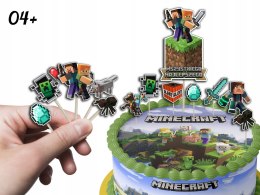 TOPPERY NA TORT (10szt) + duży TOPPER Wszystkiego Najlepszego - MINE.CRAFT