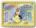 PROSTOKĄTNY OPŁATEK NA TORT A4 20x29CM - PIĘKNA I BESTIA + IMIĘ GRATIS