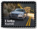 PROSTOKĄTNY OPŁATEK NA TORT A4 20x29CM - AUDI SAMOCHODY + IMIĘ GRATIS
