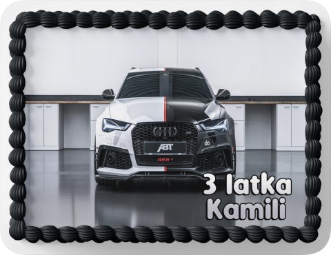 PROSTOKĄTNY OPŁATEK NA TORT A4 20x29CM - AUDI SAMOCHODY + IMIĘ GRATIS