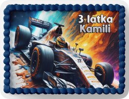 PROSTOKĄTNY OPŁATEK NA TORT A4 20x29CM - F1 FORMUŁA 1 + IMIĘ GRATIS