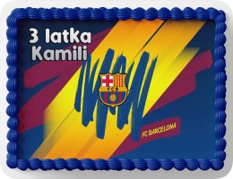 PROSTOKĄTNY OPŁATEK NA TORT A4 20x29CM - FC BARCELONA + IMIĘ GRATIS