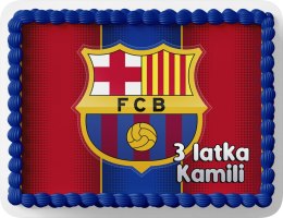 PROSTOKĄTNY OPŁATEK NA TORT A4 20x29CM - FC BARCELONA + IMIĘ GRATIS