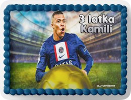 PROSTOKĄTNY OPŁATEK NA TORT A4 20x29CM - KYLIAN MBAPPE + IMIĘ GRATIS