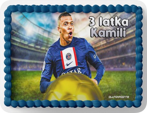 PROSTOKĄTNY OPŁATEK NA TORT A4 20x29CM - KYLIAN MBAPPE + IMIĘ GRATIS PROSTOKĄTNY OPŁATEK NA TORT A4 20x29CM - KYLIAN MBAPPE + IMIĘ GRATIS