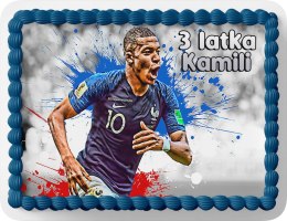 PROSTOKĄTNY OPŁATEK NA TORT A4 20x29CM - KYLIAN MBAPPE + IMIĘ GRATIS