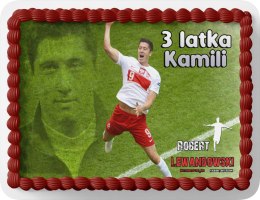 PROSTOKĄTNY OPŁATEK NA TORT A4 20x29CM - LEWAND.OWSKI + IMIĘ GRATIS