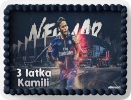 PROSTOKĄTNY OPŁATEK NA TORT A4 20x29CM - NEYMAR PIŁKA + IMIĘ GRATIS