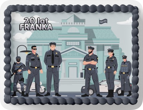 PROSTOKĄTNY OPŁATEK NA TORT A4 20x29CM - POLICJA POLICJANT + IMIĘ GRATIS PROSTOKĄTNY OPŁATEK NA TORT A4 20x29CM - POLICJA POLICJANT + IMIĘ GRATIS
