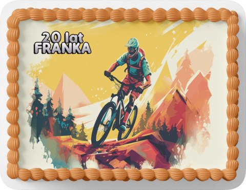 PROSTOKĄTNY OPŁATEK NA TORT A4 20x29CM - ROWER HOBBY + IMIĘ GRATIS