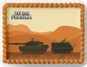 PROSTOKĄTNY OPŁATEK NA TORT A4 20x29CM - WOJSKO CZOŁG + IMIĘ GRATIS
