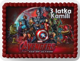 PROSTOKĄTNY OPŁATEK NA TORT A4 20x29CM - AVENGERS + IMIĘ GRATIS