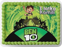 PROSTOKĄTNY OPŁATEK NA TORT A4 20x29CM - BEN10 BEN TEN + IMIĘ GRATIS