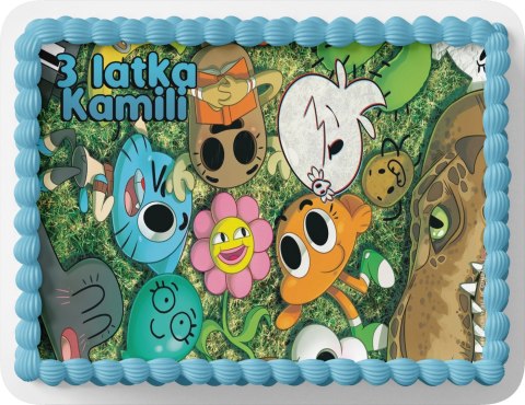 PROSTOKĄTNY OPŁATEK NA TORT A4 20x29CM - GUMBALL WZORY + IMIĘ GRATIS