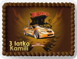 PROSTOKĄTNY OPŁATEK NA TORT A4 20x29CM - HOT WHEELS AUTA + IMIĘ GRATIS