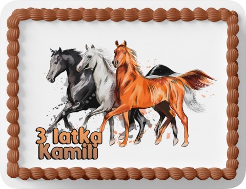 PROSTOKĄTNY OPŁATEK NA TORT A4 20x29CM - KONIE KOŃ HOBBY + IMIĘ GRATIS