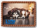 PROSTOKĄTNY OPŁATEK NA TORT A4 20x29CM - PIESEK PIES PSY + IMIĘ GRATIS
