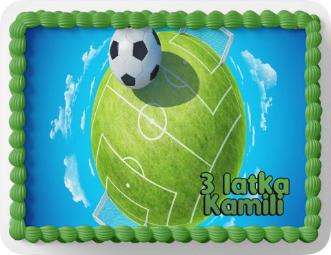 PROSTOKĄTNY OPŁATEK NA TORT A4 20x29CM - PIŁKA NOŻNA + IMIĘ GRATIS