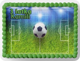PROSTOKĄTNY OPŁATEK NA TORT A4 20x29CM - PIŁKA NOŻNA + IMIĘ GRATIS