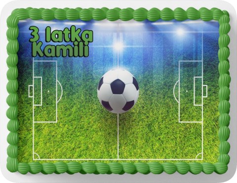 PROSTOKĄTNY OPŁATEK NA TORT A4 20x29CM - PIŁKA NOŻNA + IMIĘ GRATIS