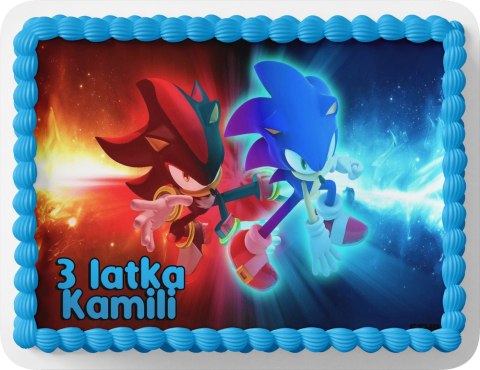 PROSTOKĄTNY OPŁATEK NA TORT A4 20x29CM - SONIC BAJKA + IMIĘ GRATIS